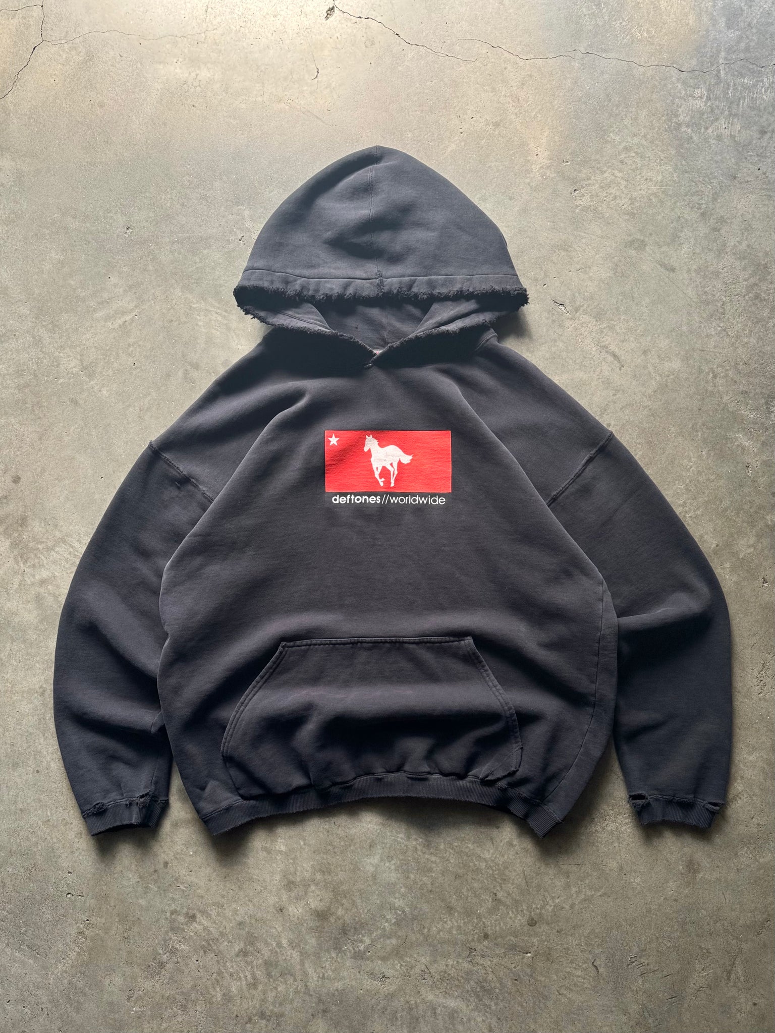 2000S DEFTONES WHITE PONY FADED HOODED SWEATSHIRT