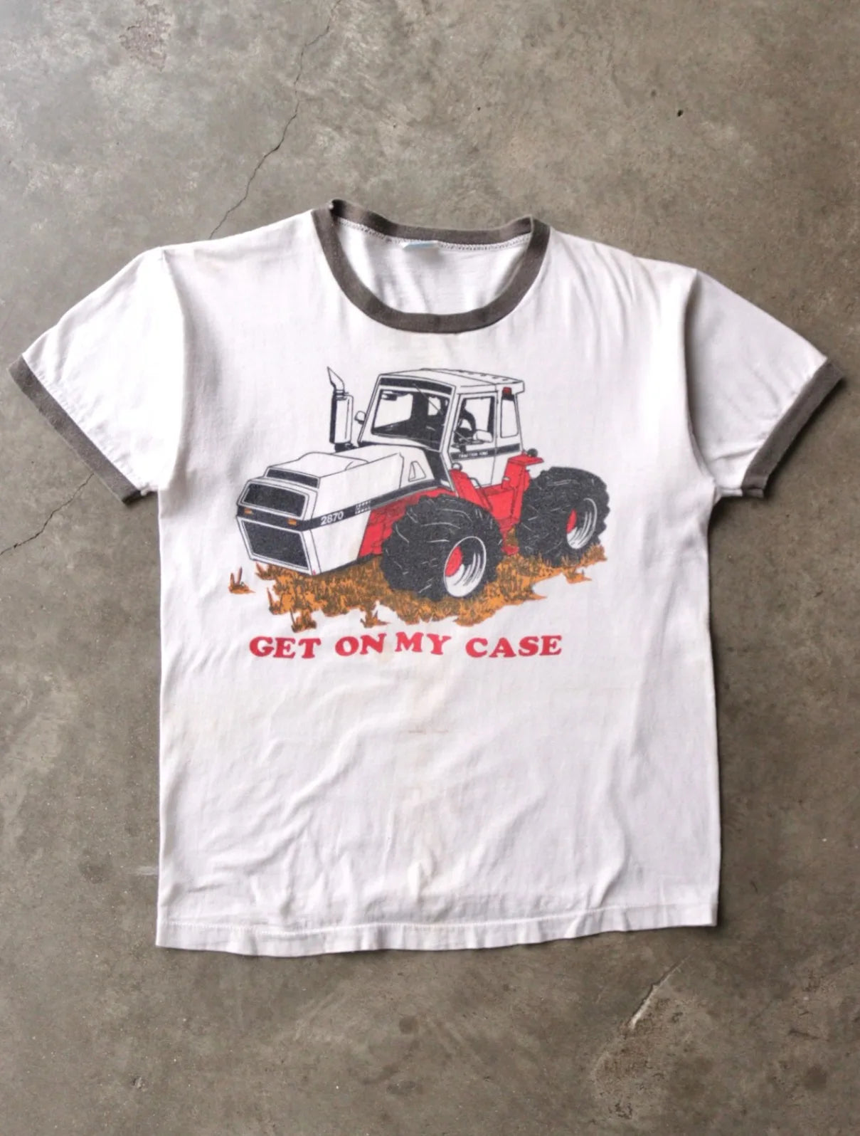 1980S GET ON MY CASE RINGER TEE