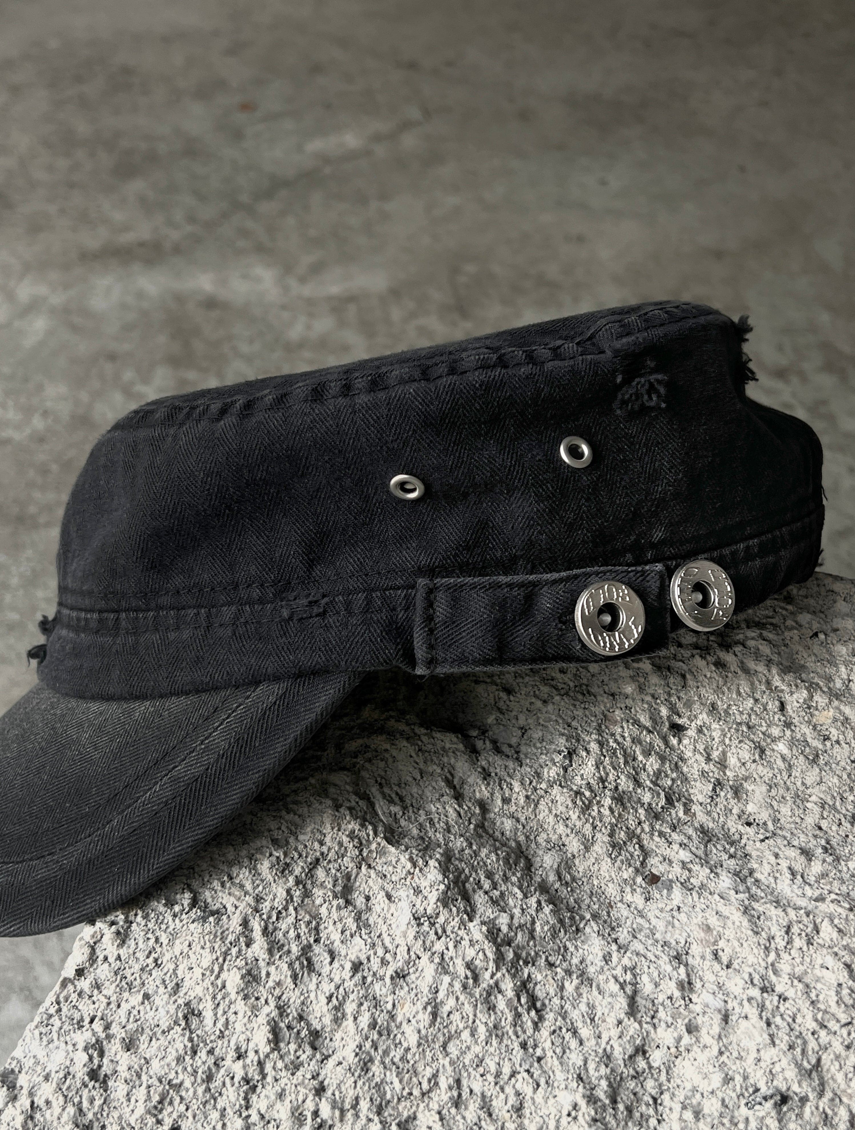 TWO FOLD HBT SUN-FADED CADET HAT - BLACK