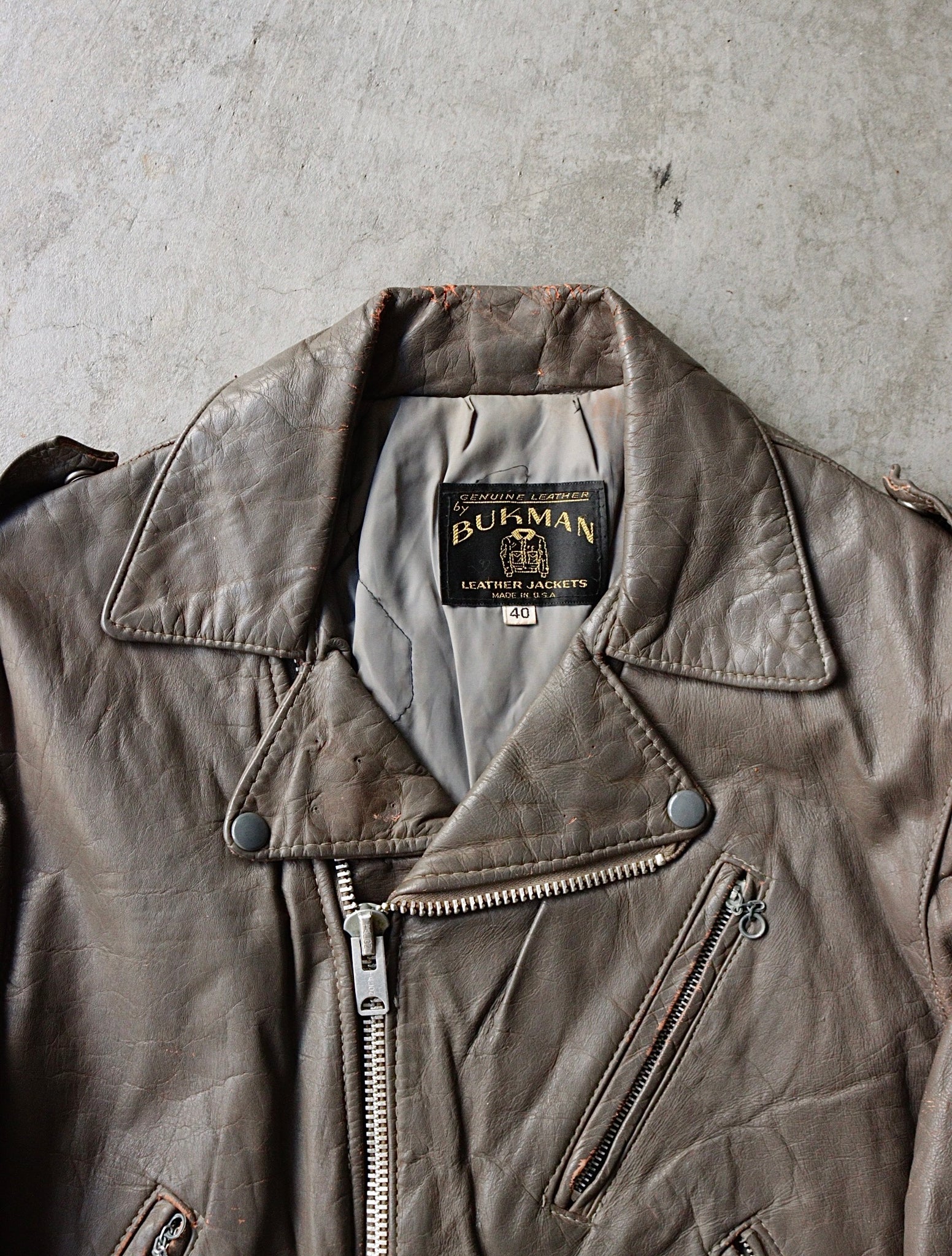 1980S BROWN LEATHER BIKER JACKET