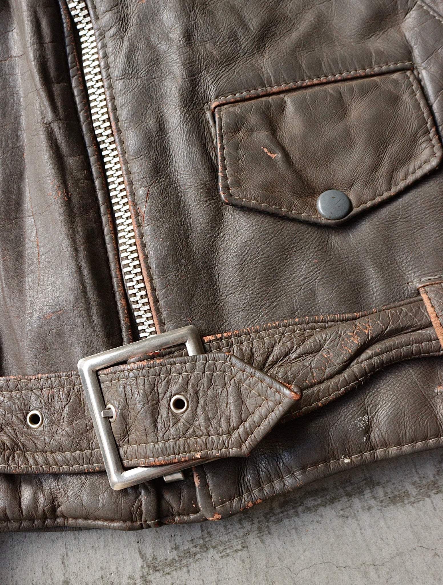 1980S BROWN LEATHER BIKER JACKET