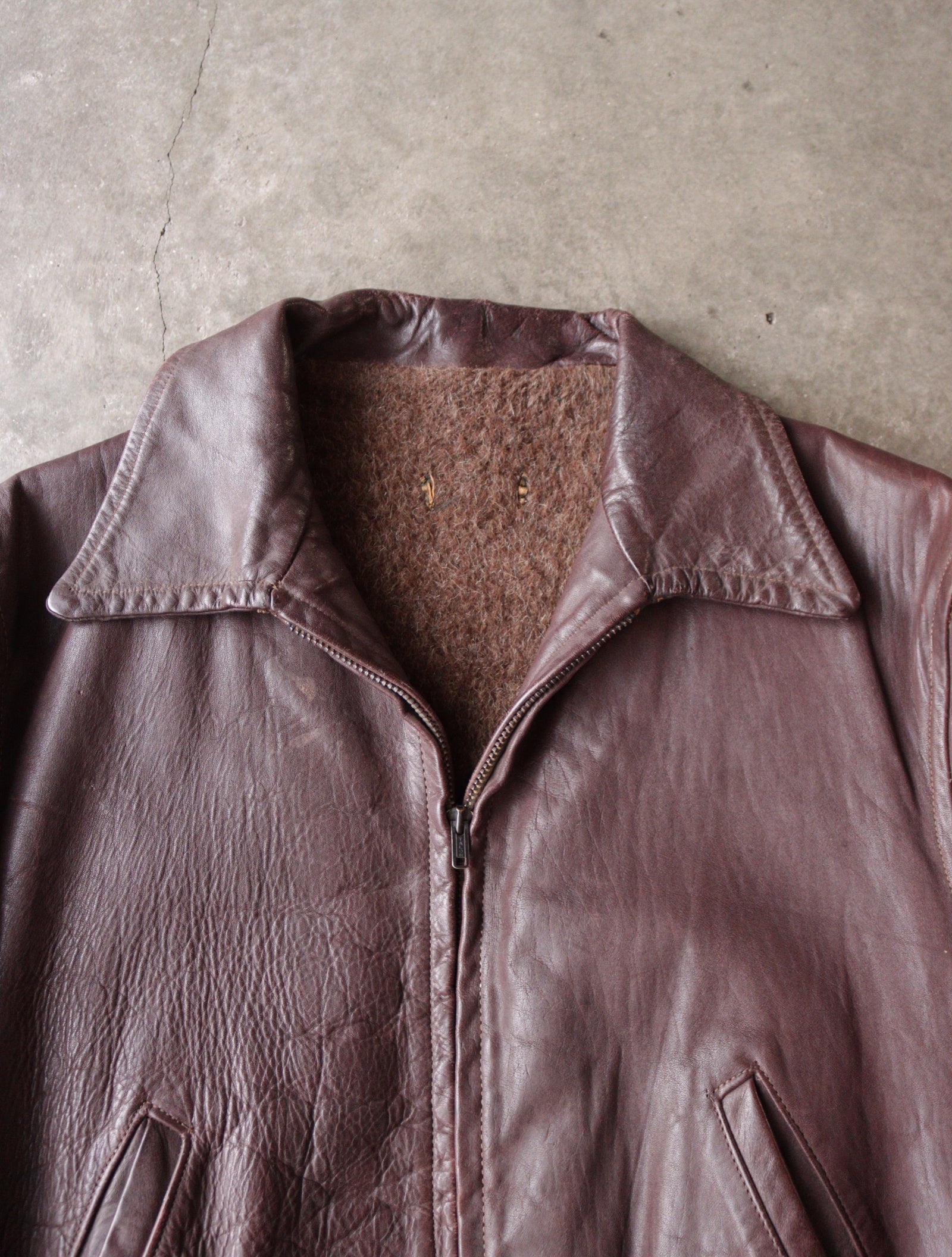 1960S BROWN LINED HORSE LEATHER JACKET – TWO FOLD