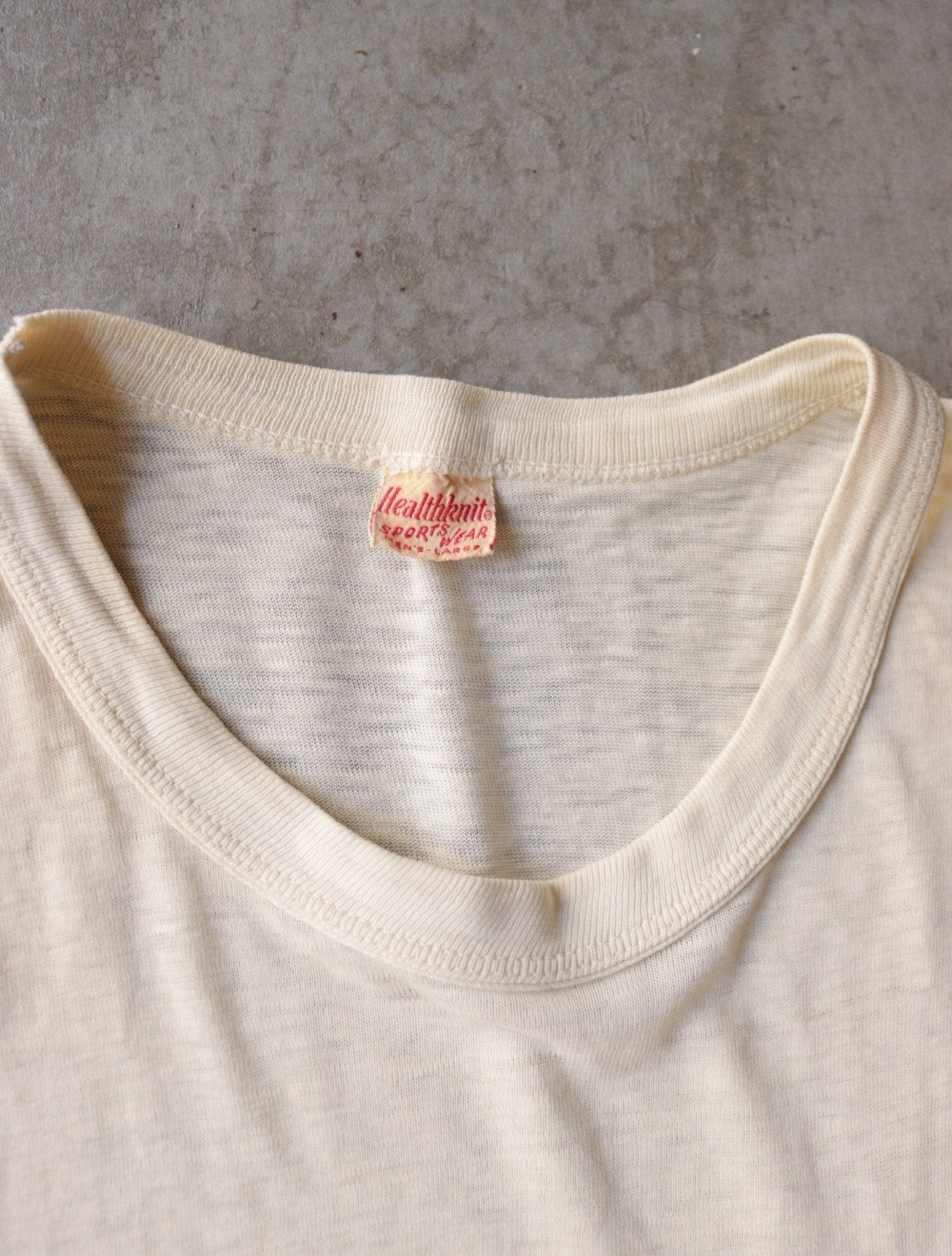 1940S THRASHED DIRTY SHEER BLANK POCKET TEE - TWO FOLD
