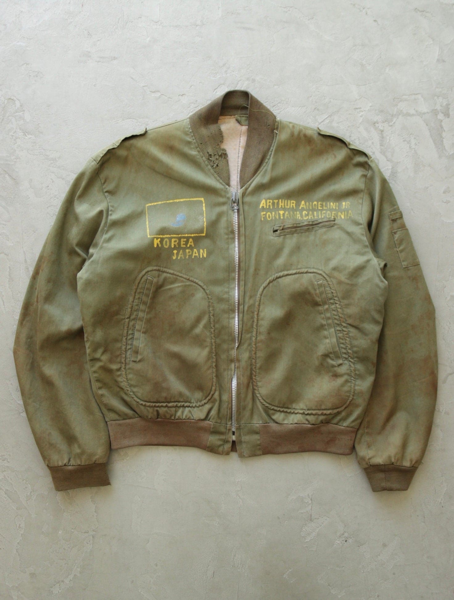 1950S US MILITARY KOREAN WAR HAND-PAINTED TANKER JACKET - TWO FOLD