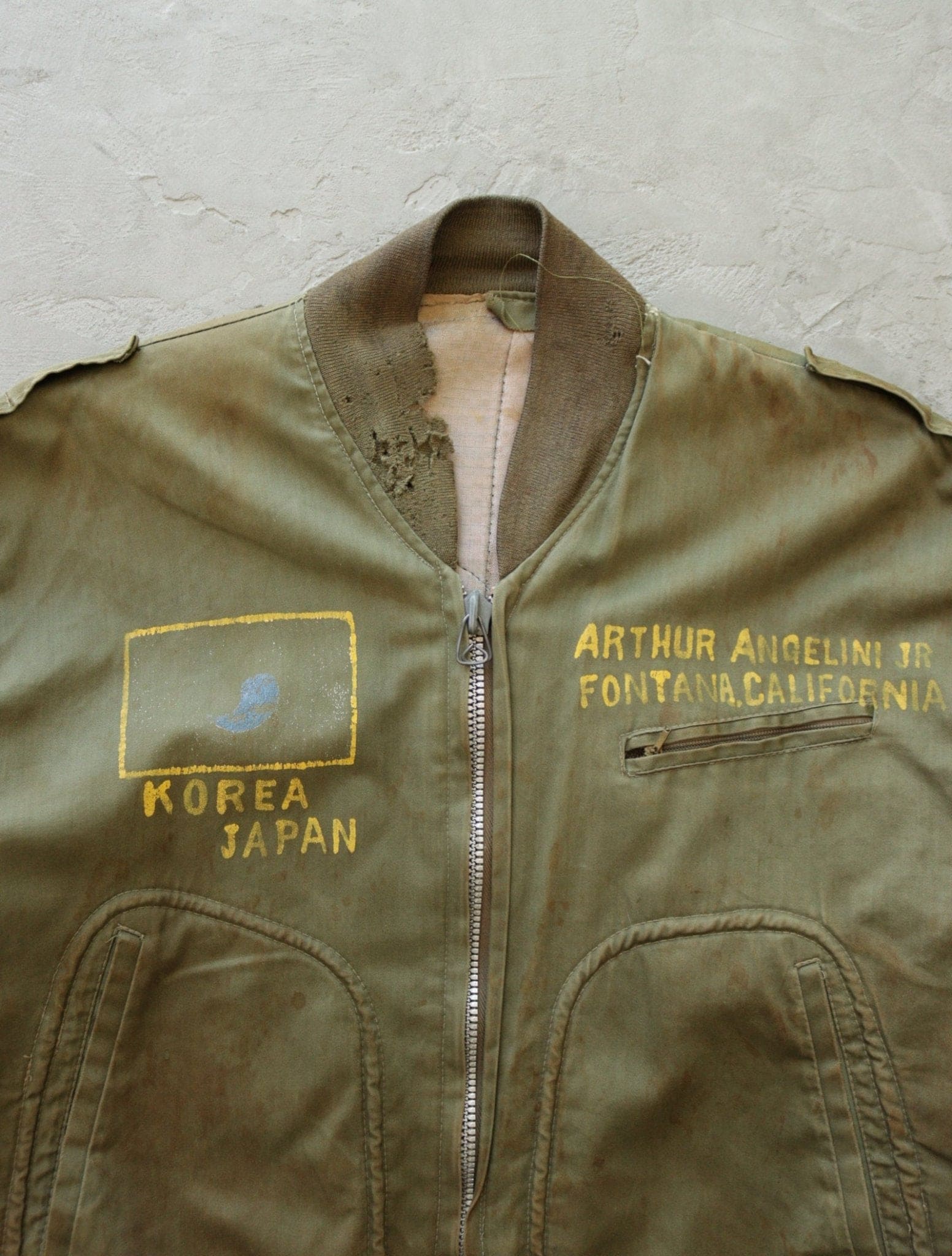 1950S US MILITARY KOREAN WAR HAND-PAINTED TANKER JACKET - TWO FOLD