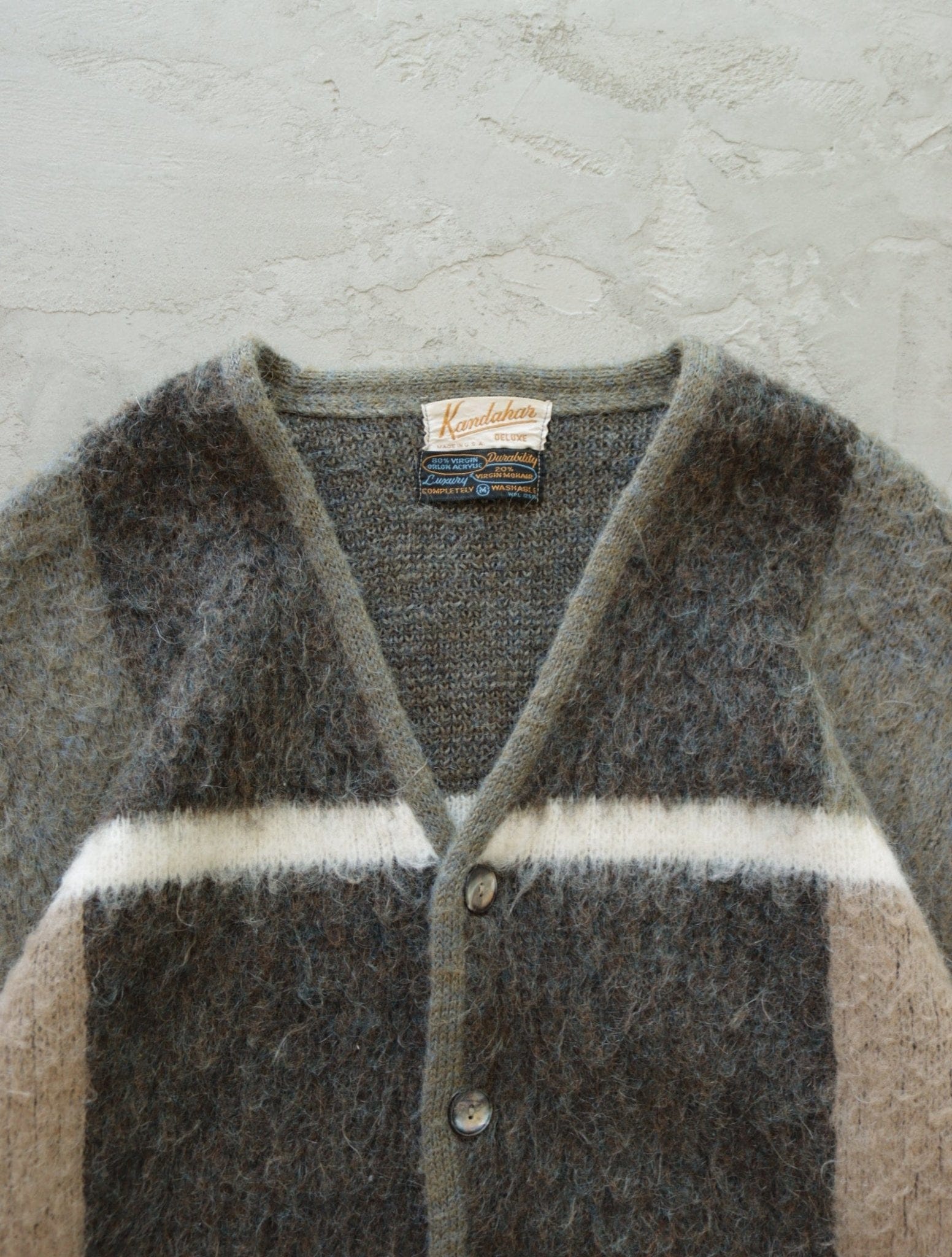1960S BEIGE/GRAY MOHAIR CARDIGAN - TWO FOLD