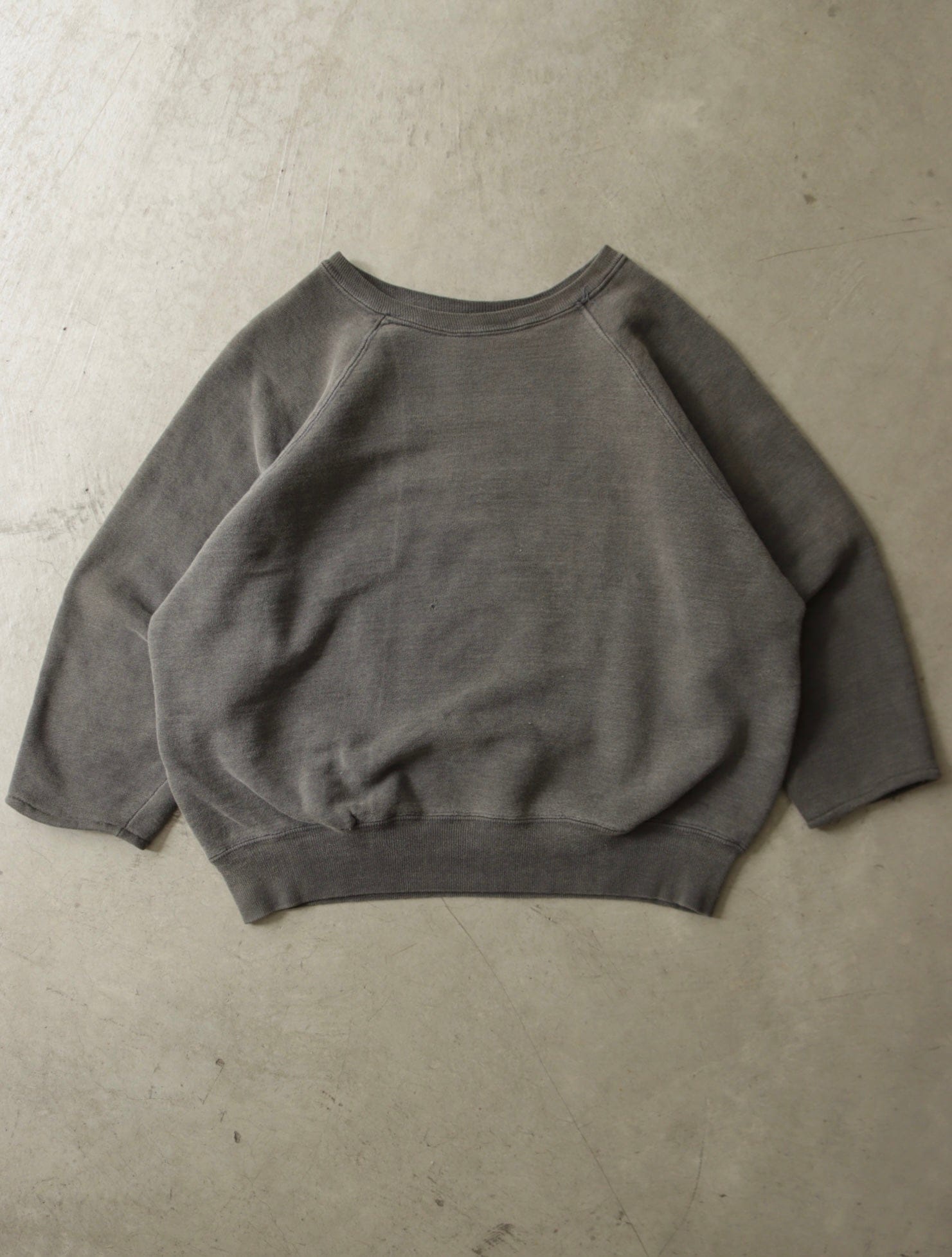 1960S FADED BLACK BOXY REPAIRED SWEATSHIRT - TWO FOLD