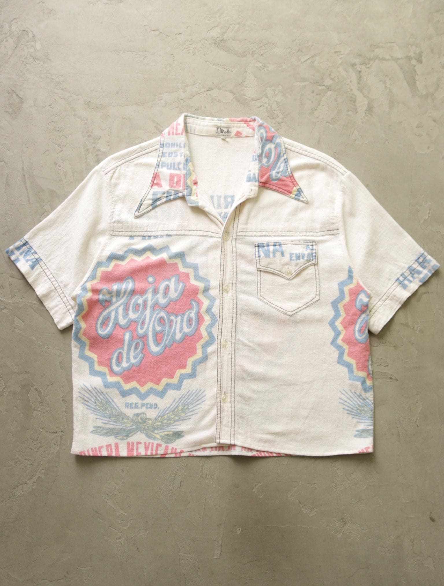 1970S FEEDSACK 'LA MODLA' ACAPULCO CROP SHIRT – TWO FOLD