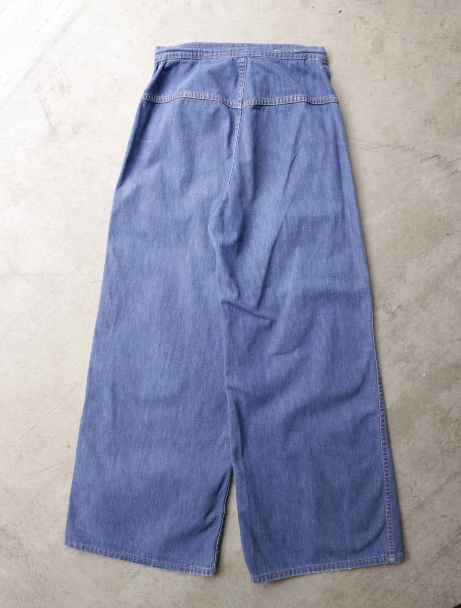 1970S FRONT DOUBLE ZIP BELL BOTTOM FADED TROUSER PANTS - TWO FOLD