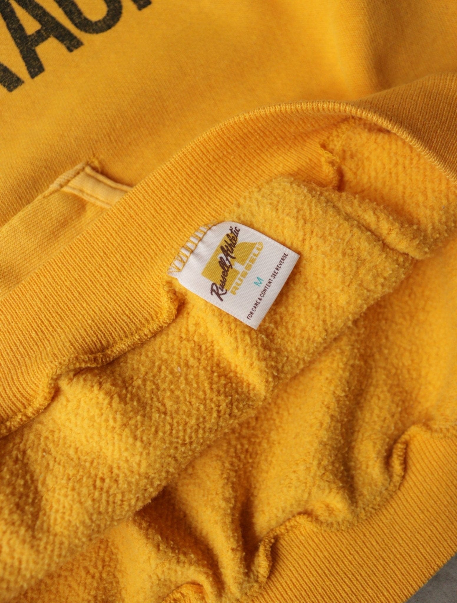 1970S RUSSELL GIRLS TRACK DISTRESSED HOODED SWEATSHIRT - TWO FOLD