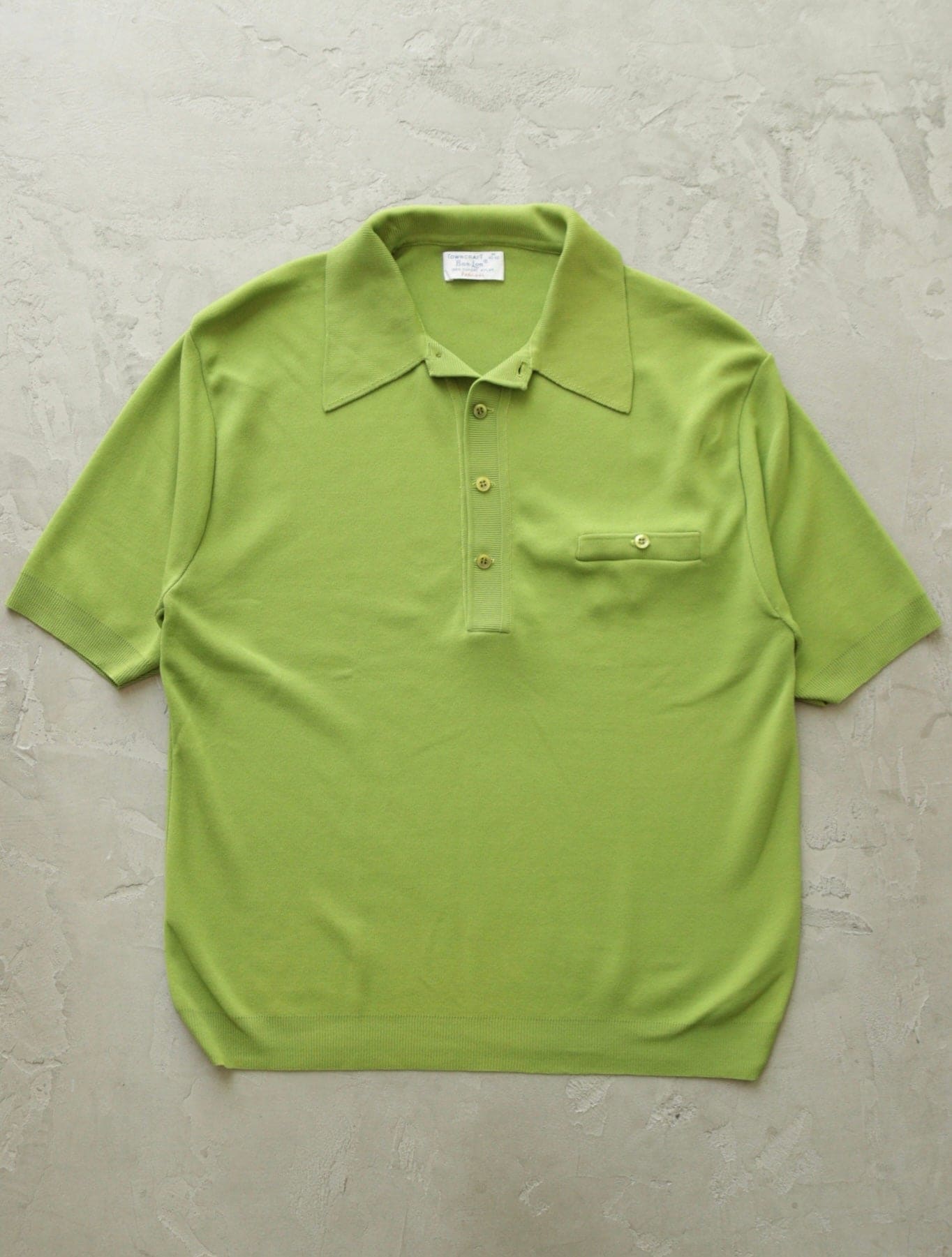 1970S TOWNCRAFT GREEN 1/4 BUTTON SHIRT - TWO FOLD