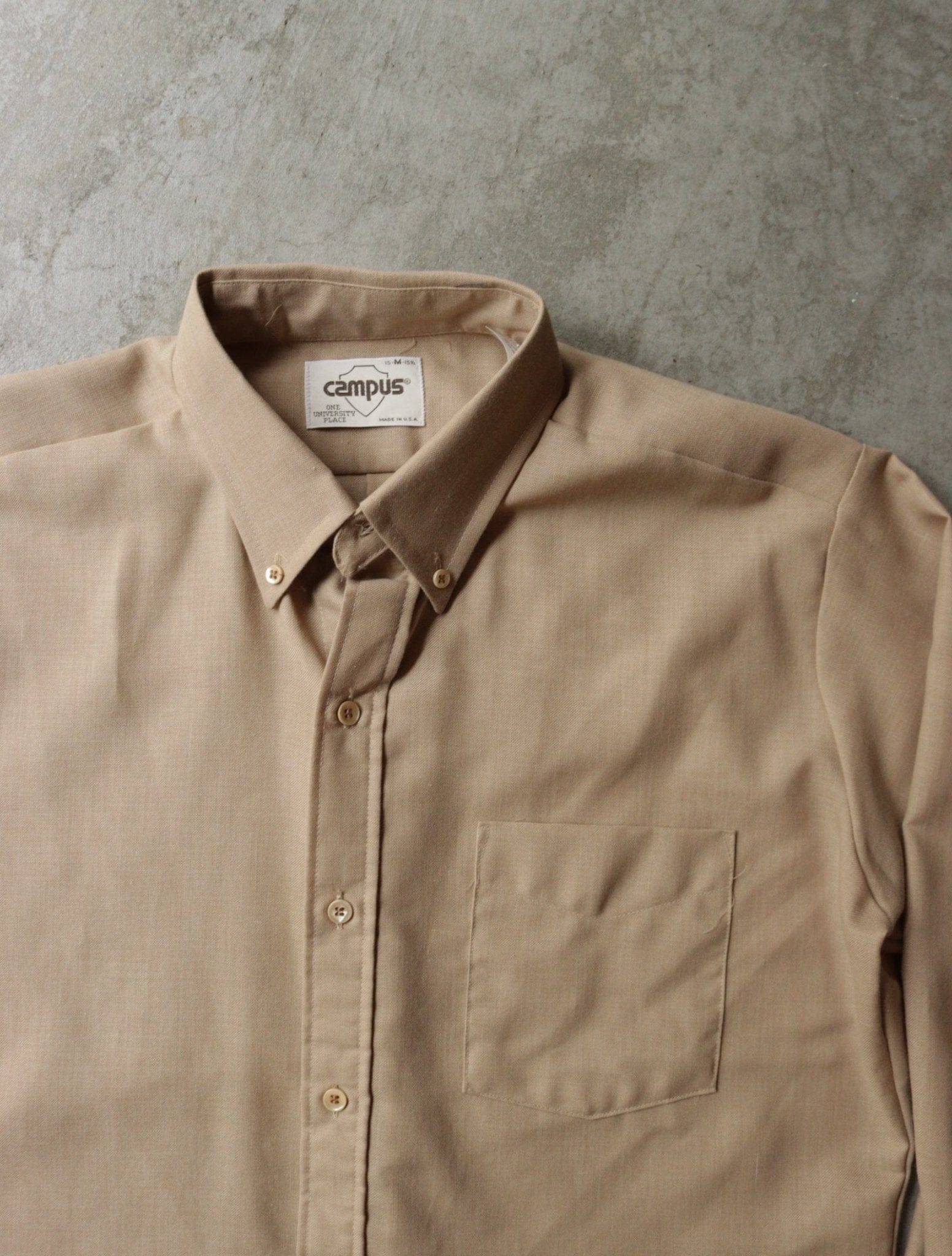 1980S CAMPUS BROWN BUTTON UP SHIRT - TWO FOLD