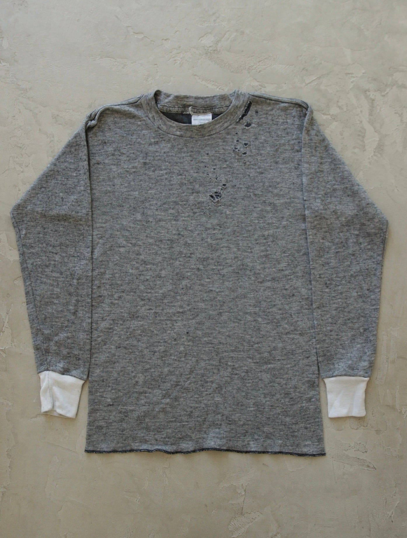 1980S DISTRESSED OVERDYED THERMAL L/S SHIRT - TWO FOLD