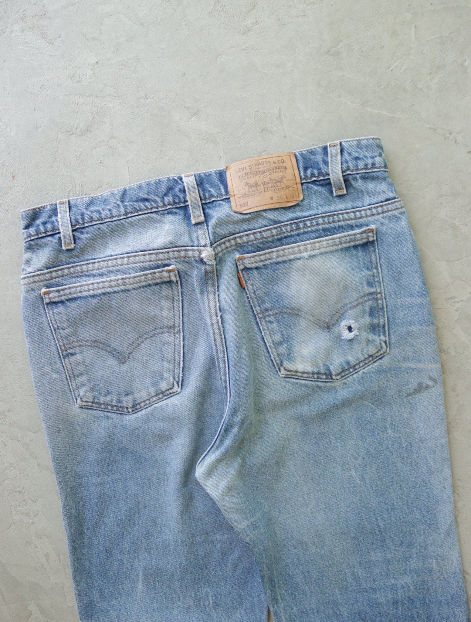 1980S LEVIS ORANGE TAB 517 BOOTCUT DENIM PANTS - TWO FOLD