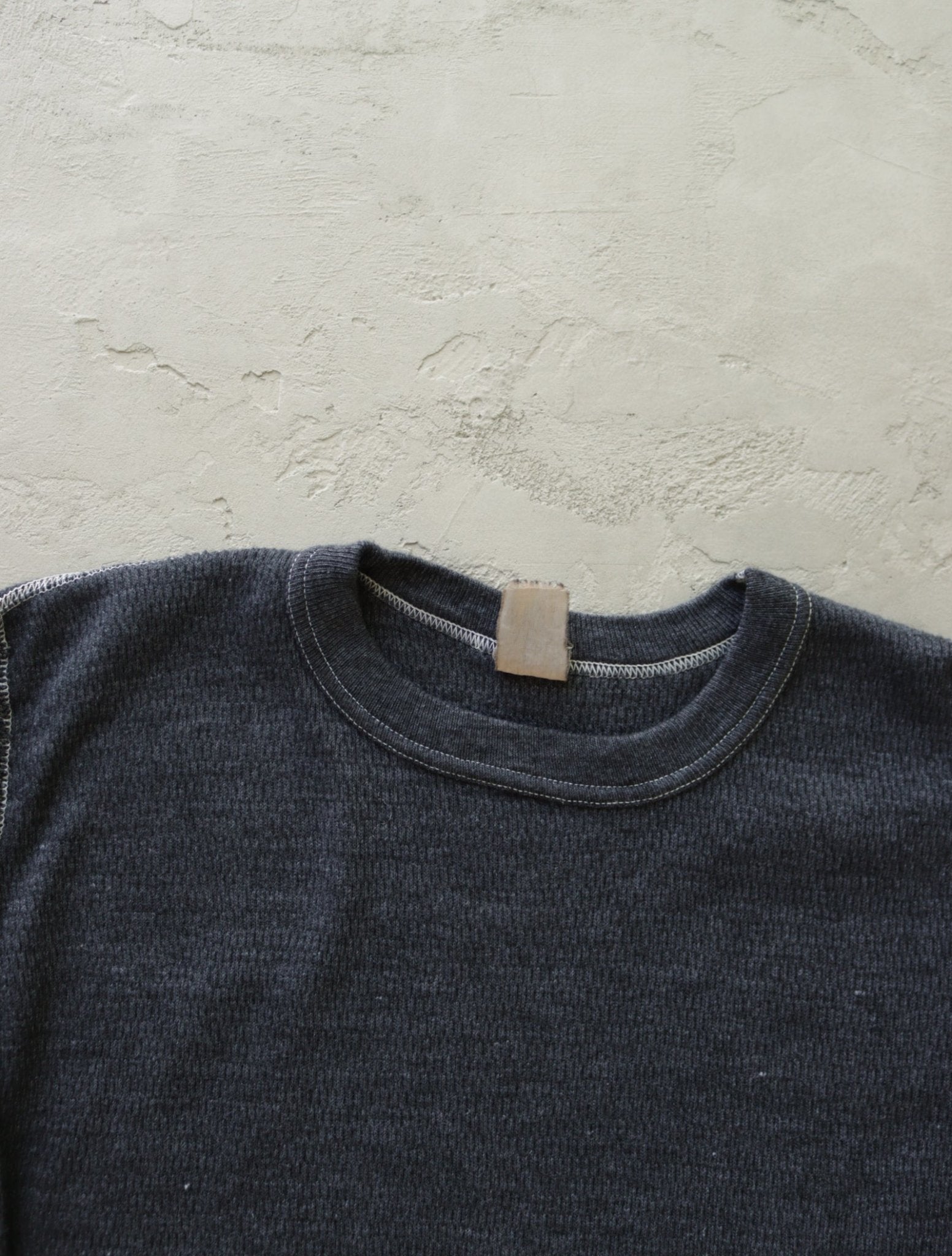 1980S OVERDYED WAFFLE KNIT THERMAL SHIRT - TWO FOLD