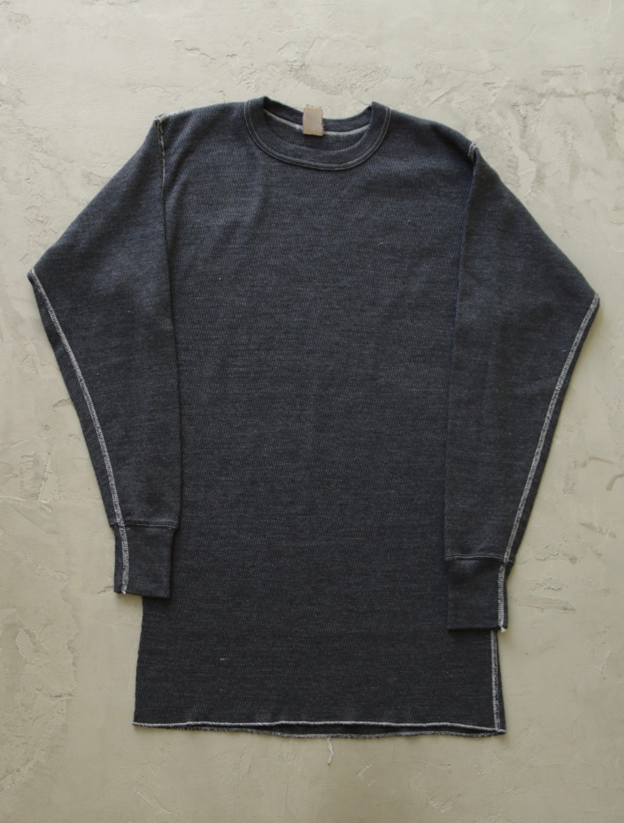 1980S OVERDYED WAFFLE KNIT THERMAL SHIRT - TWO FOLD