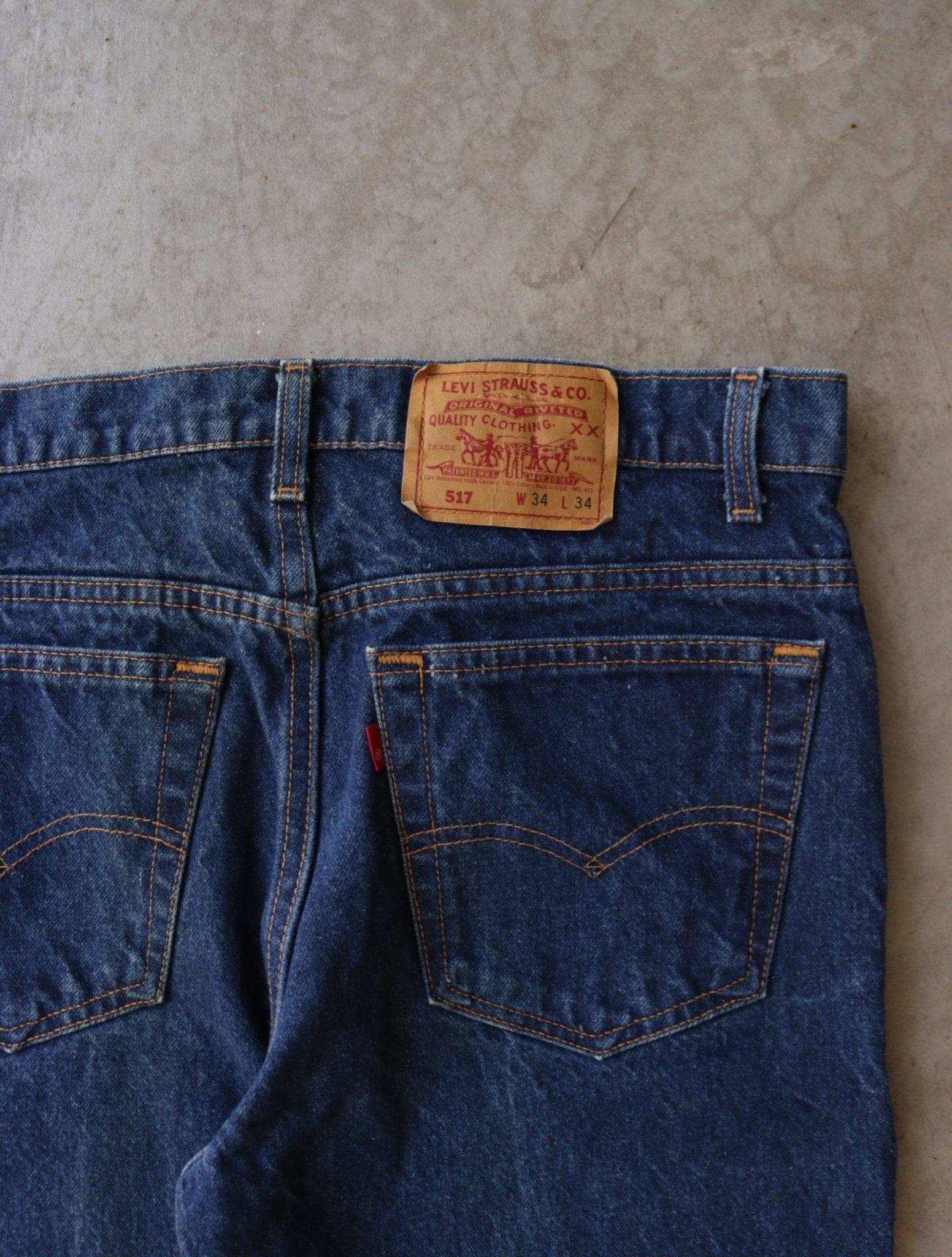 1990S LEVI'S 517 DARK WASH BOOTCUT DENIM PANTS - TWO FOLD