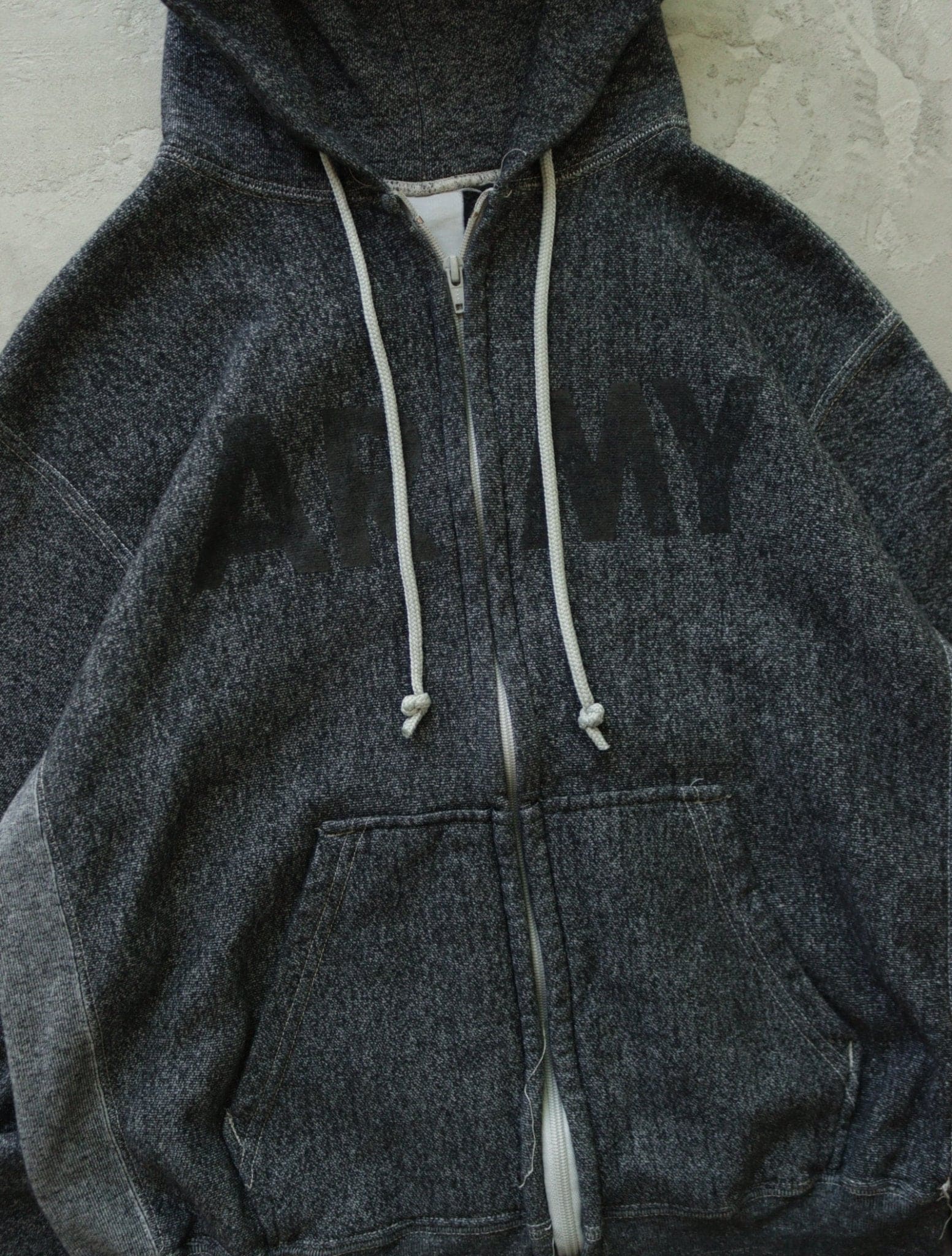 1990S OVERDYED ARMY ZIP UP HOODED SWEATSHIRT - TWO FOLD