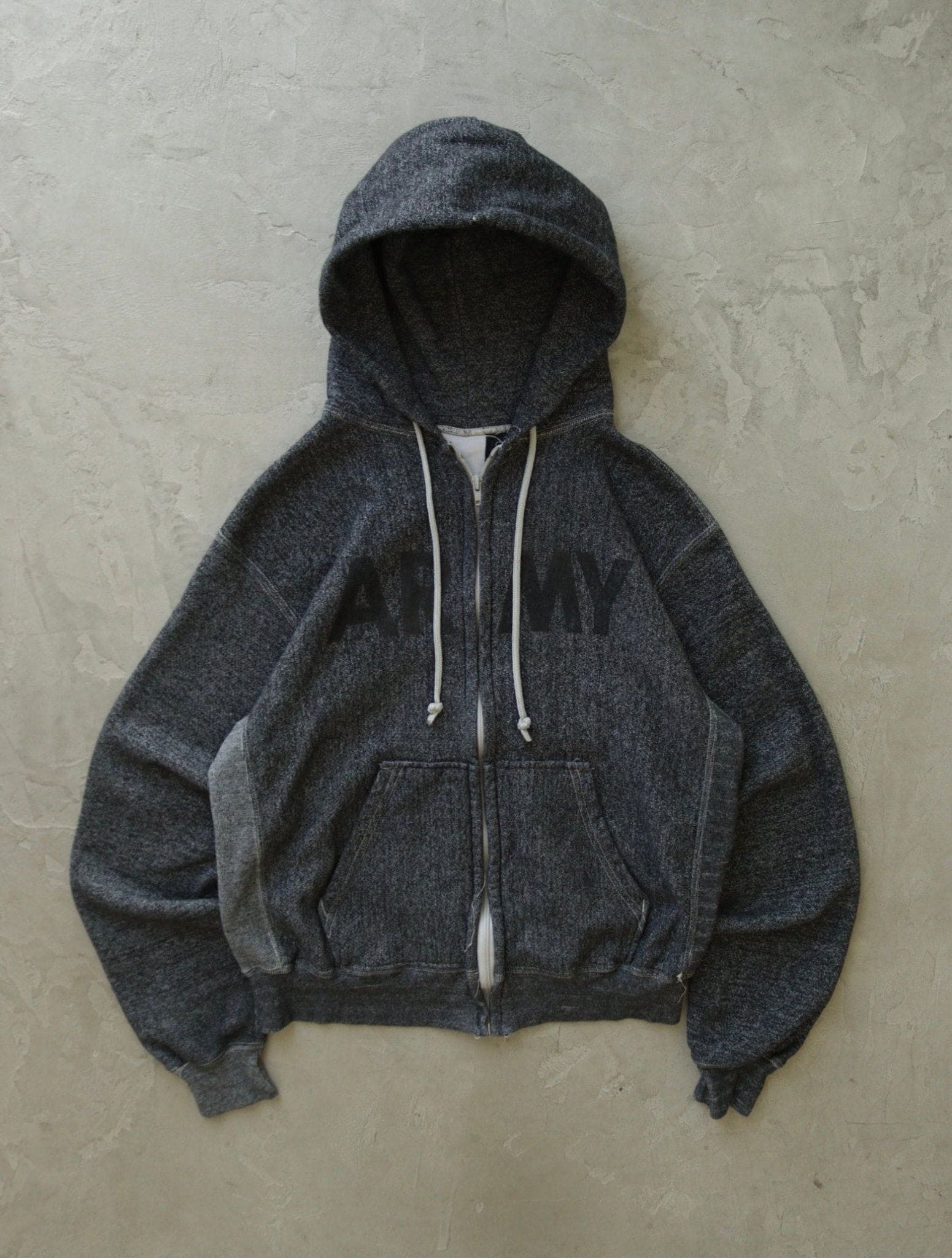 1990S OVERDYED ARMY ZIP UP HOODED SWEATSHIRT - TWO FOLD