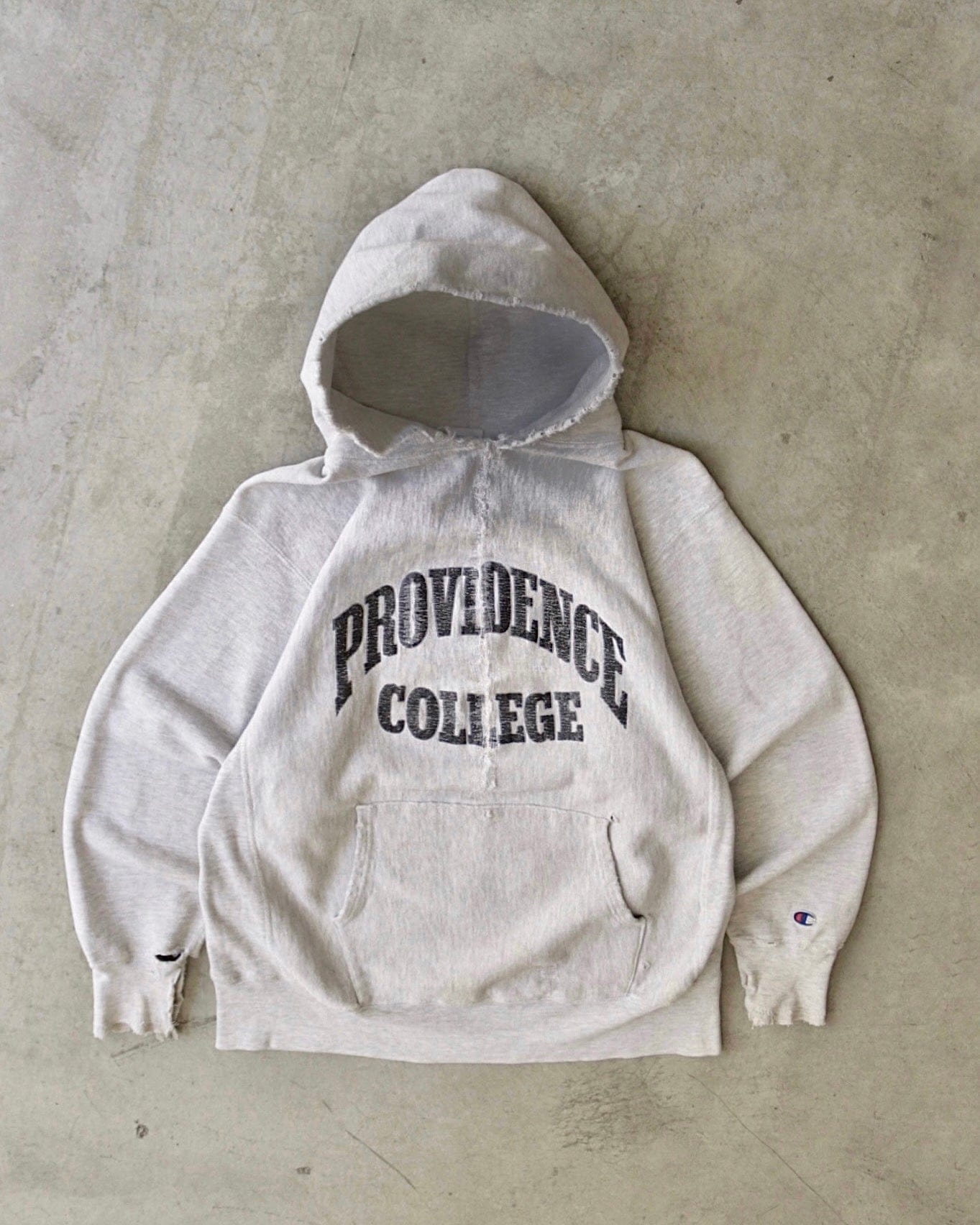 1990S PROVIDENCE COLLEGE REPAIRED HOODED SWEATSHIRT - TWO FOLD