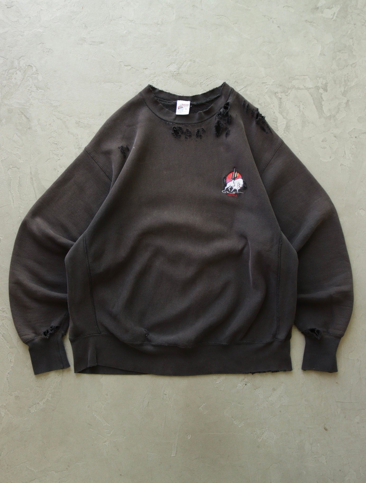 1990S SUN FADED DISTRESSED SWEATSHIRT - TWO FOLD