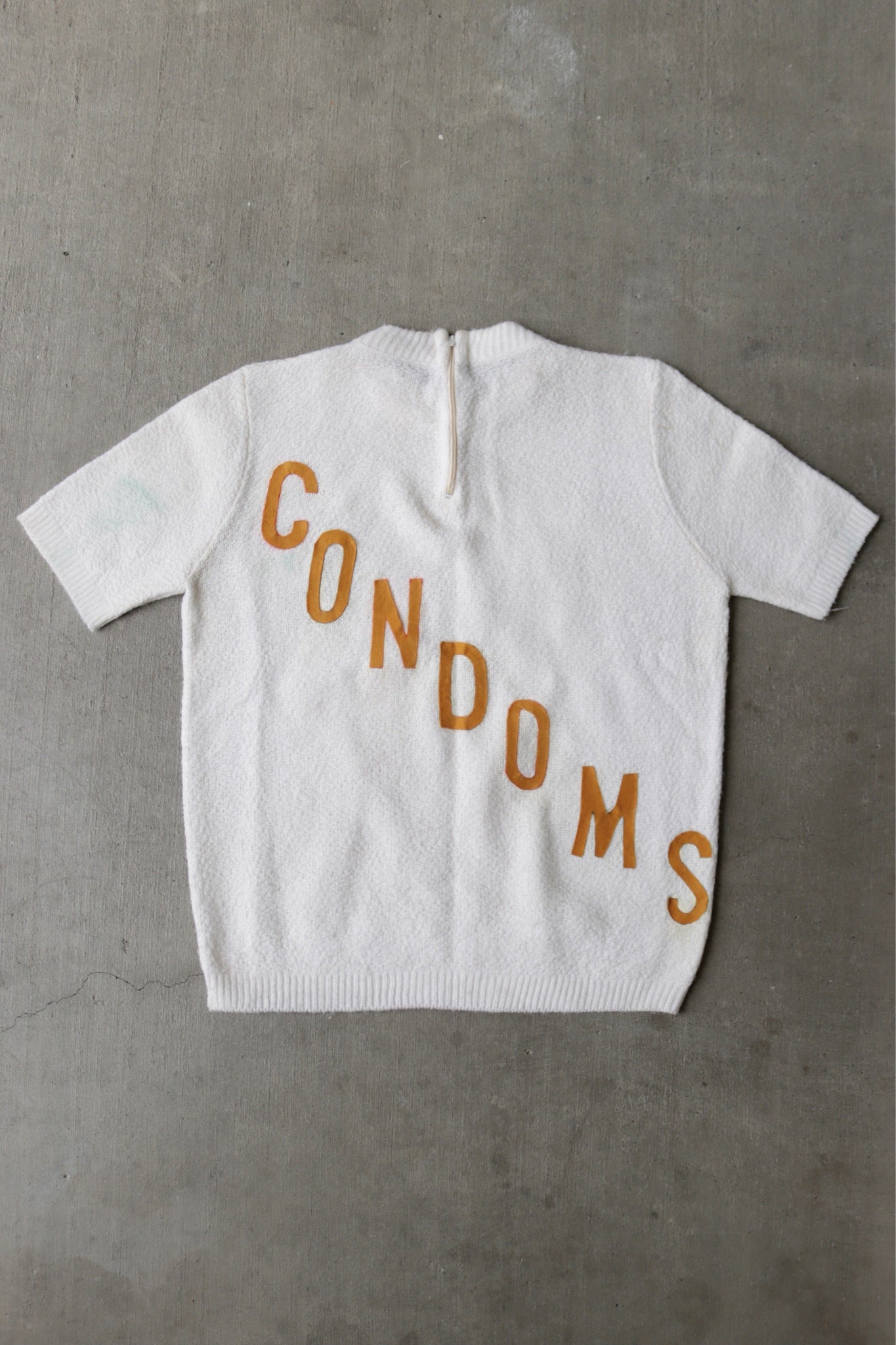 1960 年代 Condoms VD カレッジ 3/4 ジップ ニット シャツ - S