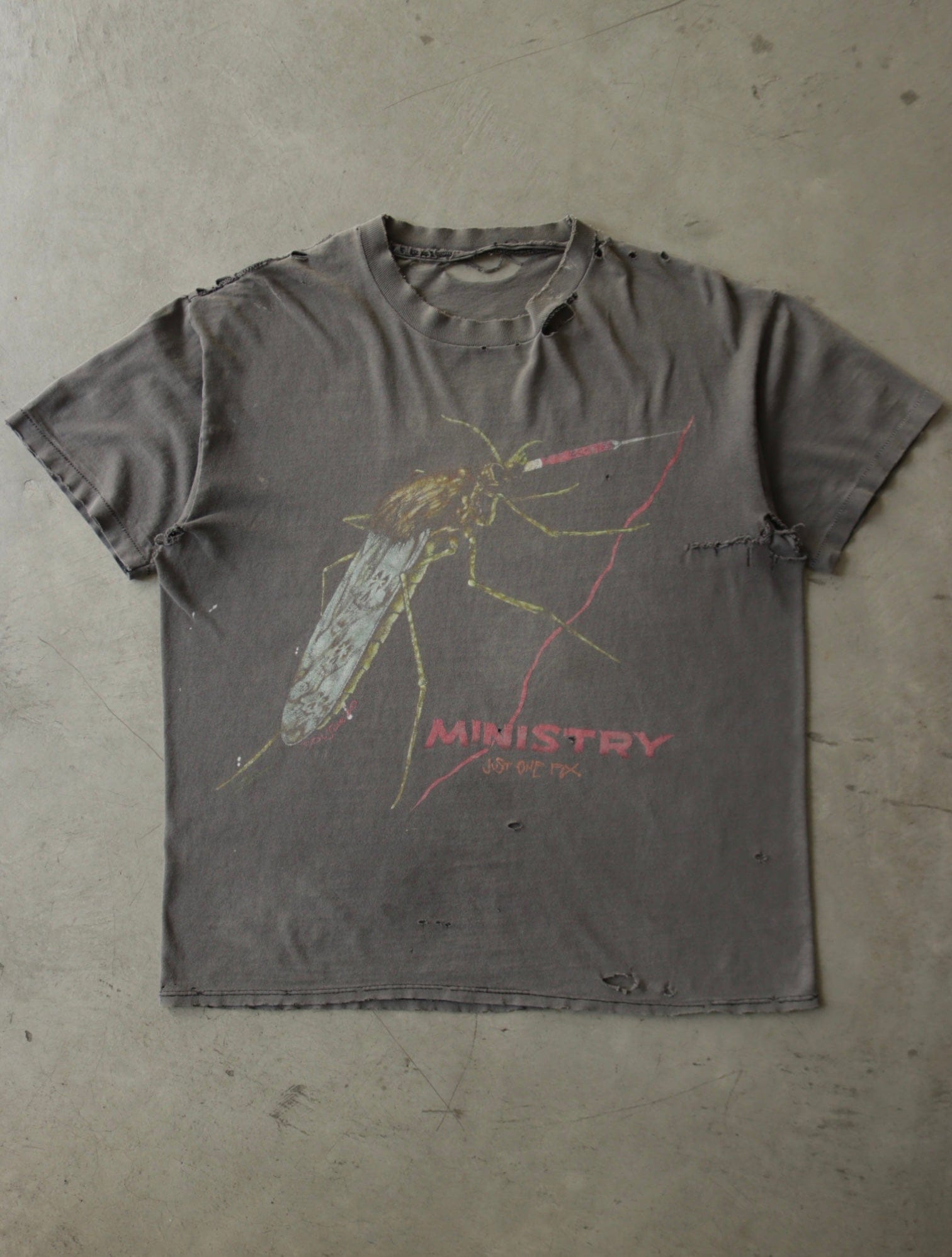 1992 MINISTRY THRASHED 'JUST ONE FIX' BOXY TEE