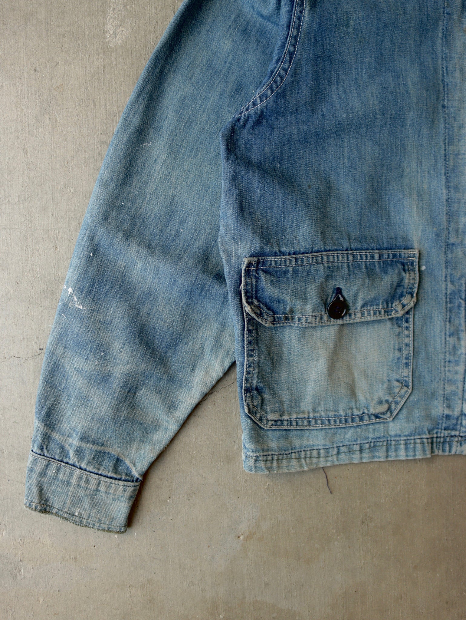 1970S PATCHWORK DENIM 'BIG SMITH' CROP WORK JACKET  - M