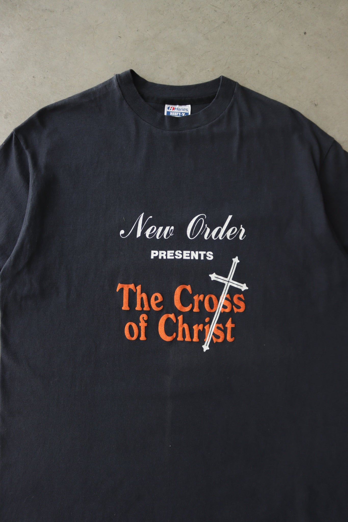 1980 年代ニュー オーダー「Cross Of Christ」パフ プリント T シャツ