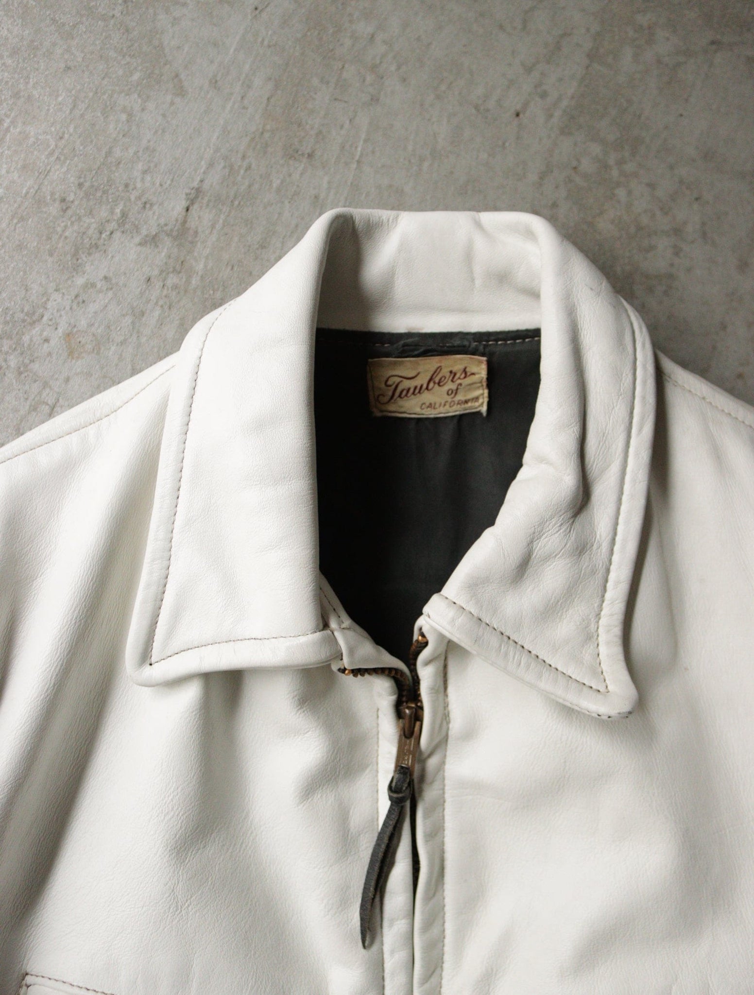 1940S TAUBERS WHITE LEATHER BIKER JACKET + PANTS