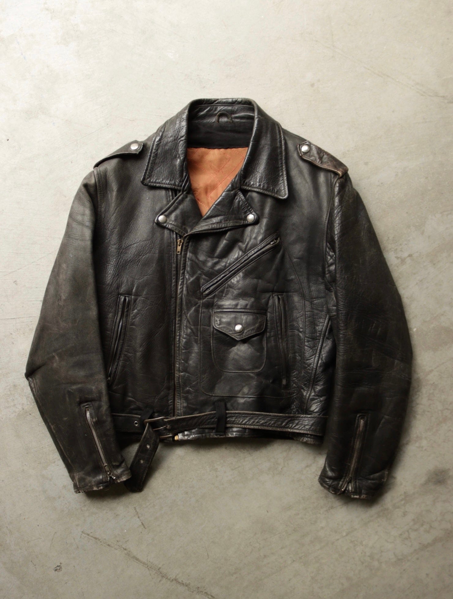 1950S HORSEHIDE LEATHER 'KURLAND' LINED BIKER JACKET