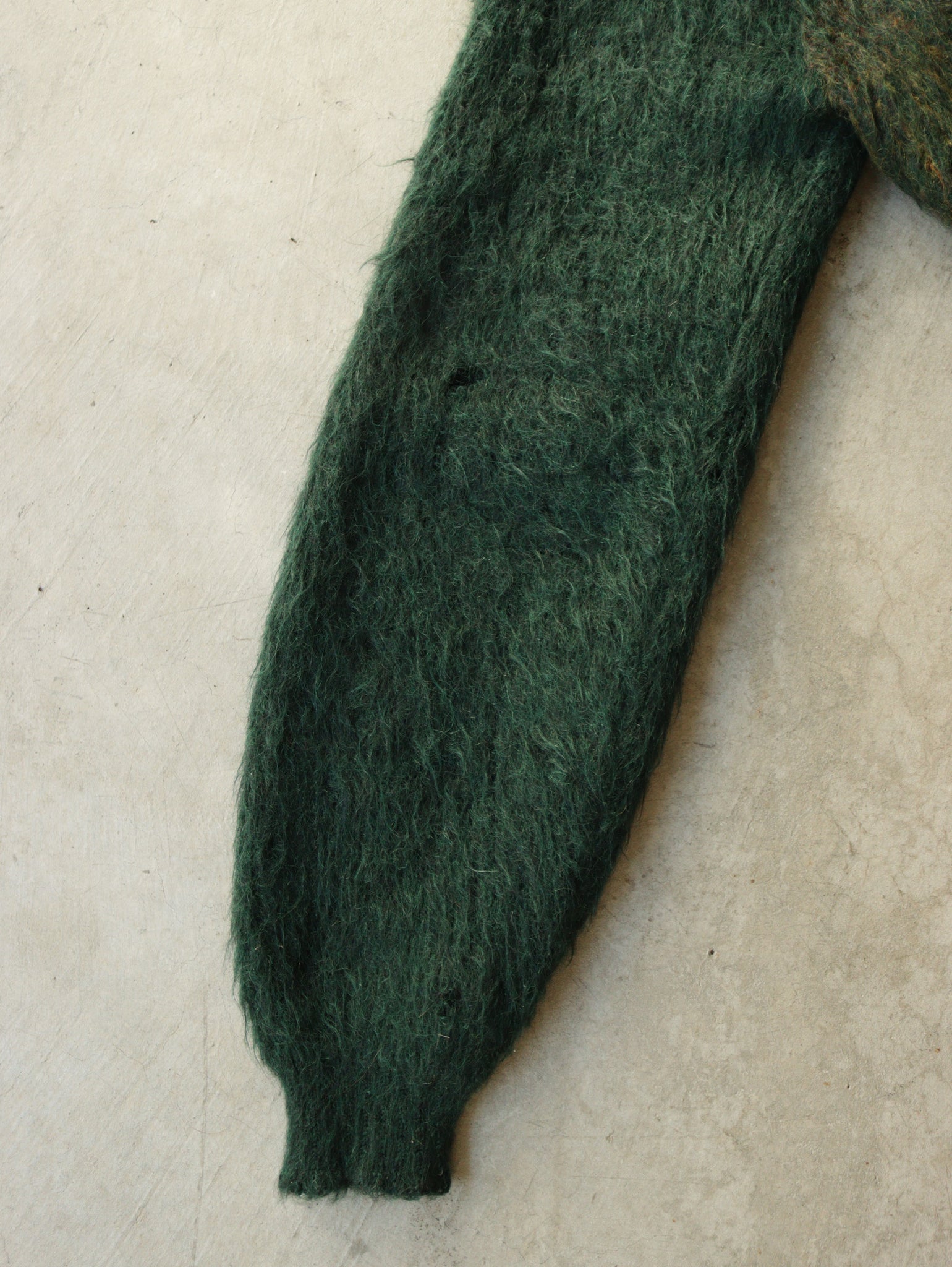 1960S TONAL TWO PLY GREEN MOHAIR CARDIGAN