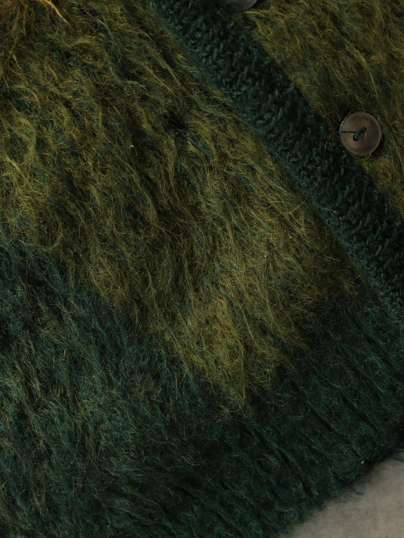 1960S TONAL TWO PLY GREEN MOHAIR CARDIGAN