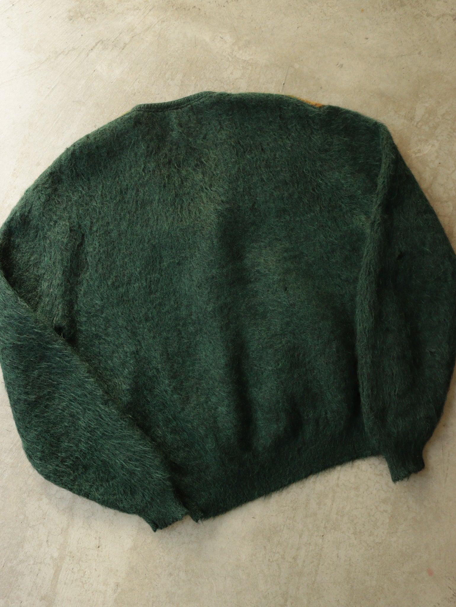 1960S TONAL TWO PLY GREEN MOHAIR CARDIGAN