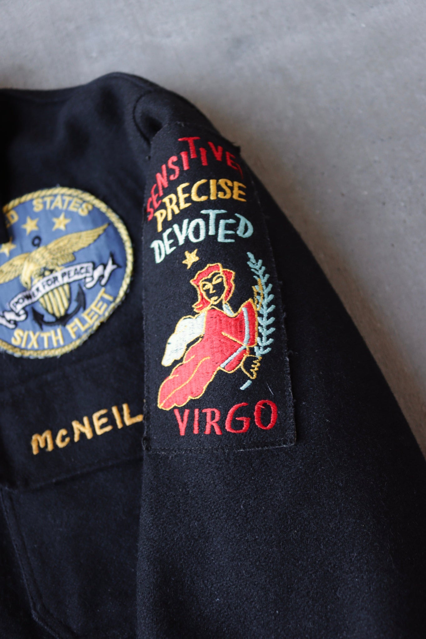 1980年代 USN メッドクルーズ 'Virgo' ウール スーベニア ジャケット - XL