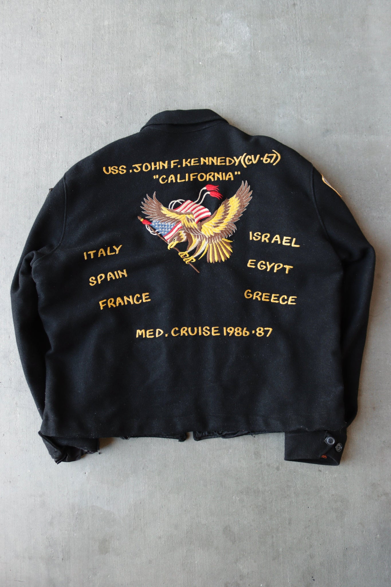 1980s USN Med Cruise 'Virgo' Wool Souvenir Jacket - XL
