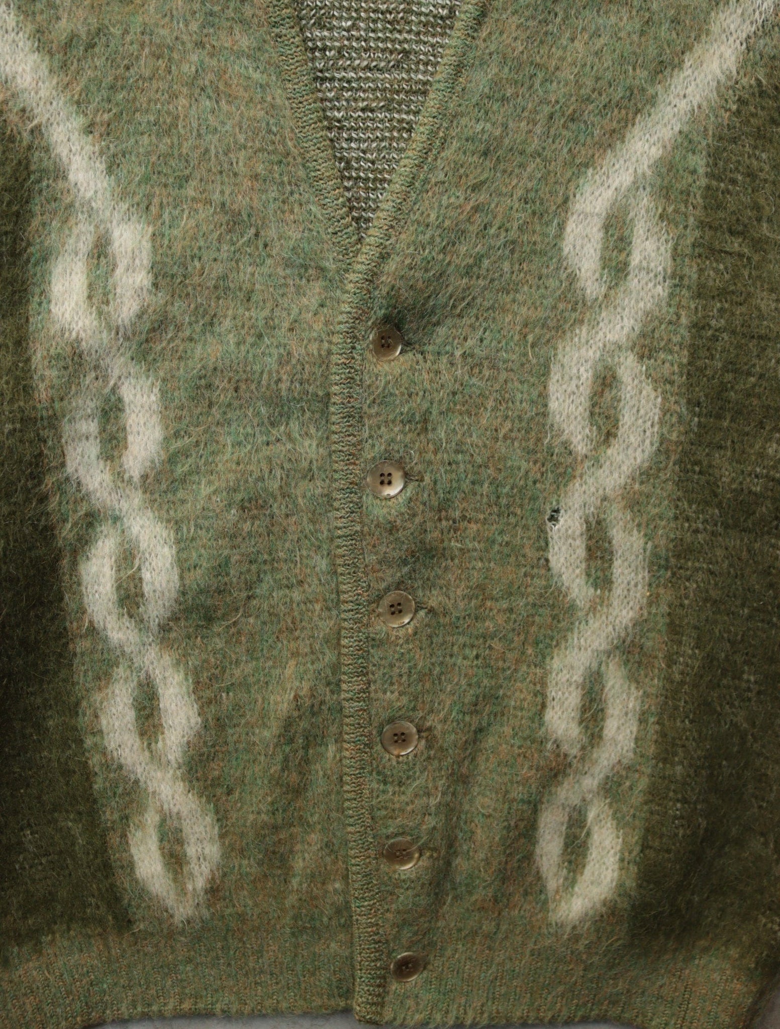 1960S PURITAN SPIRAL GREEN MOHAIR CARDIGAN