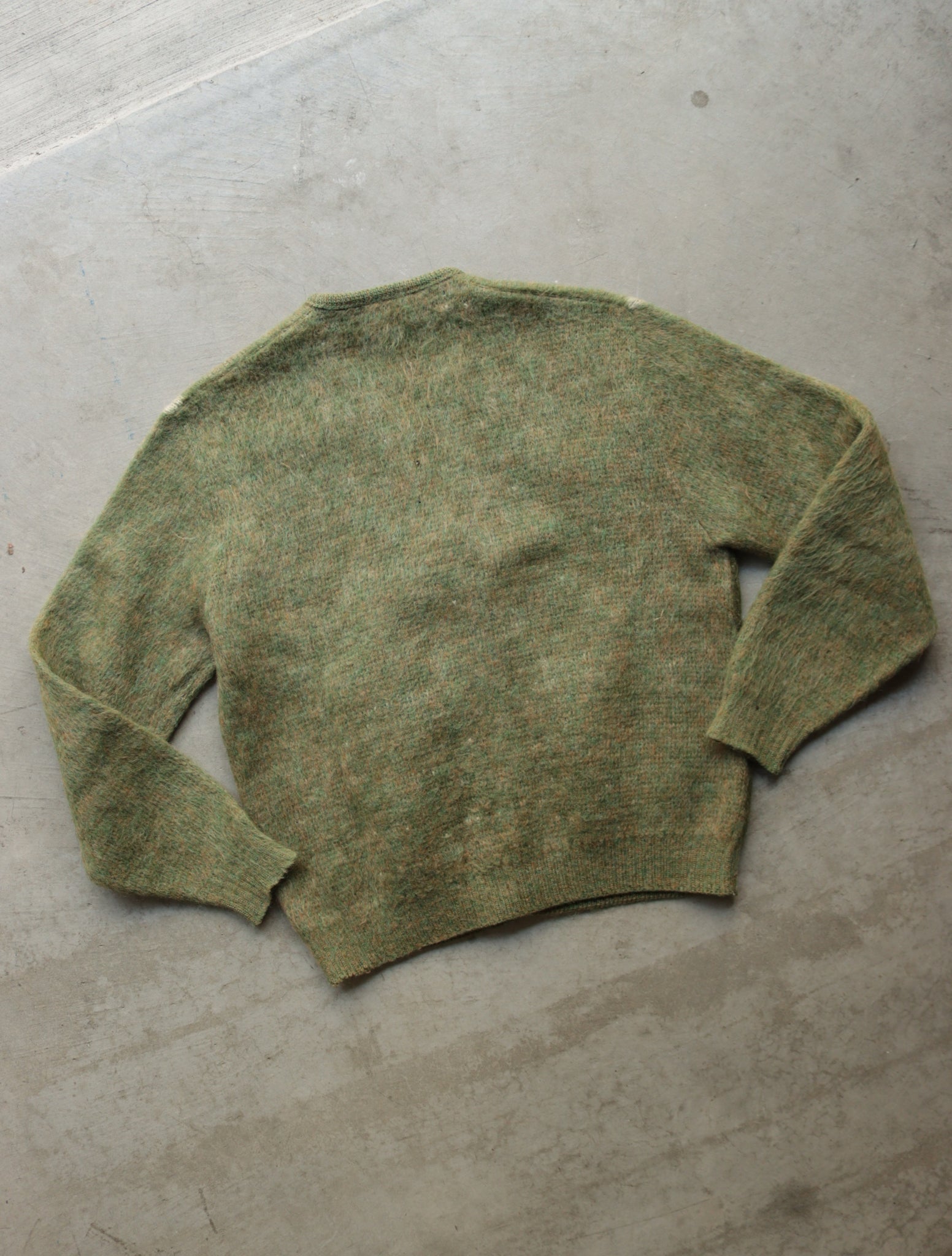 1960S PURITAN SPIRAL GREEN MOHAIR CARDIGAN