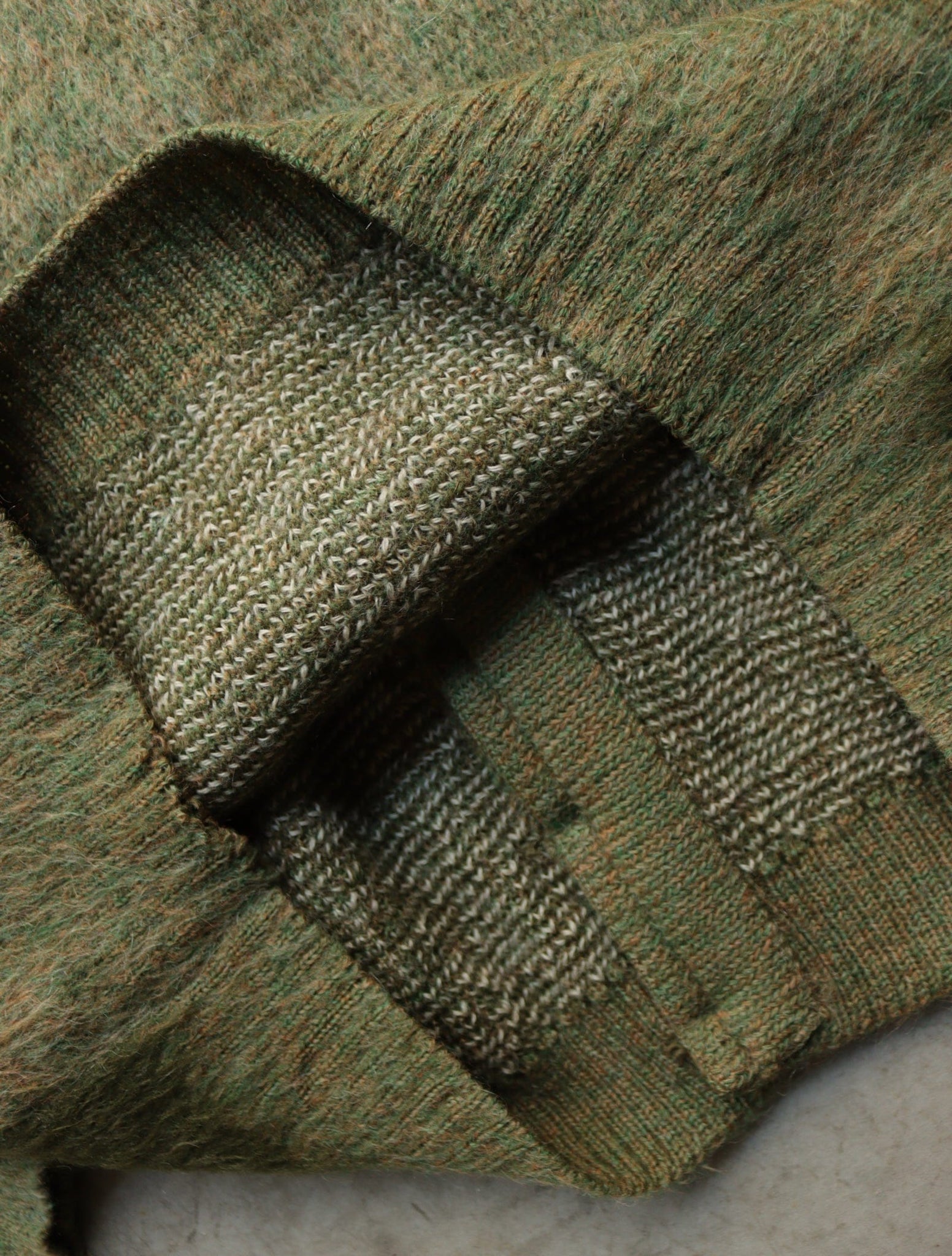 1960S PURITAN SPIRAL GREEN MOHAIR CARDIGAN