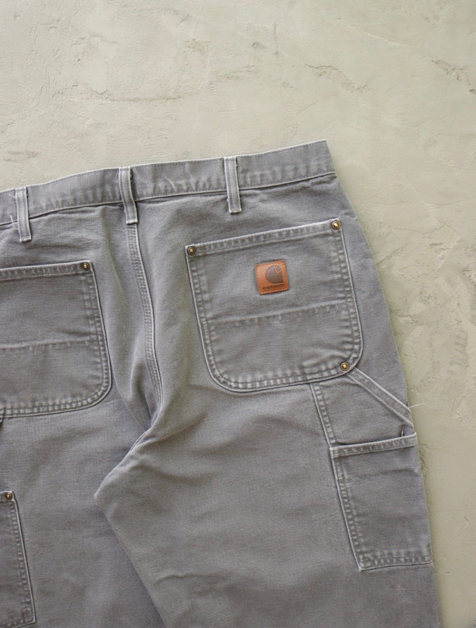 CARHARTT GRAY DOUBLE KNEE WORK PANTS - TWO FOLD